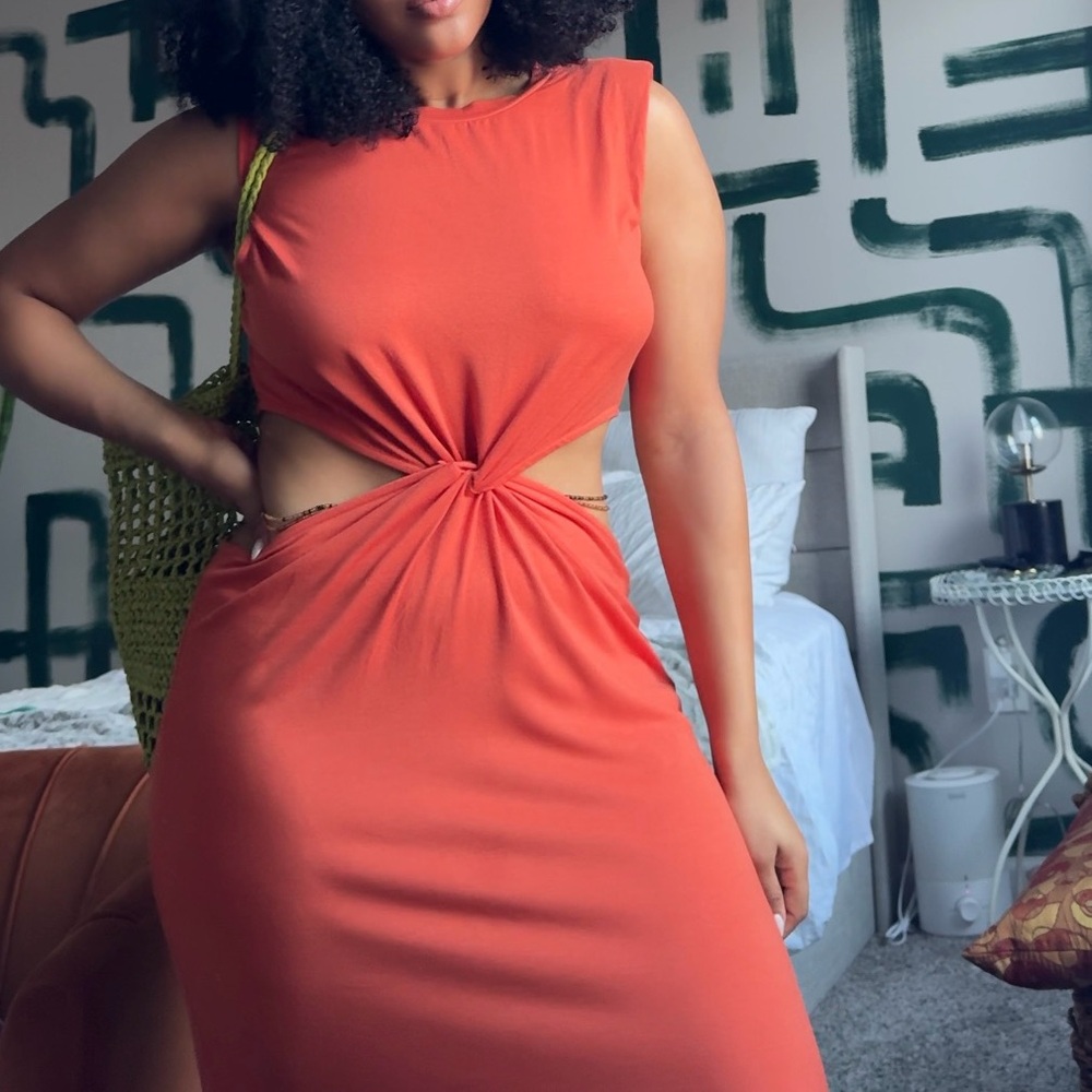 Orange cut out maxi dress